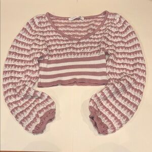 Altar'd State Pink and White Knit Top